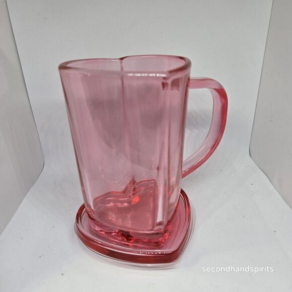 Target Bullseye Playground Valentines Glass Heart Shaped Mug With Lid Clear Red - Picture 4 of 14